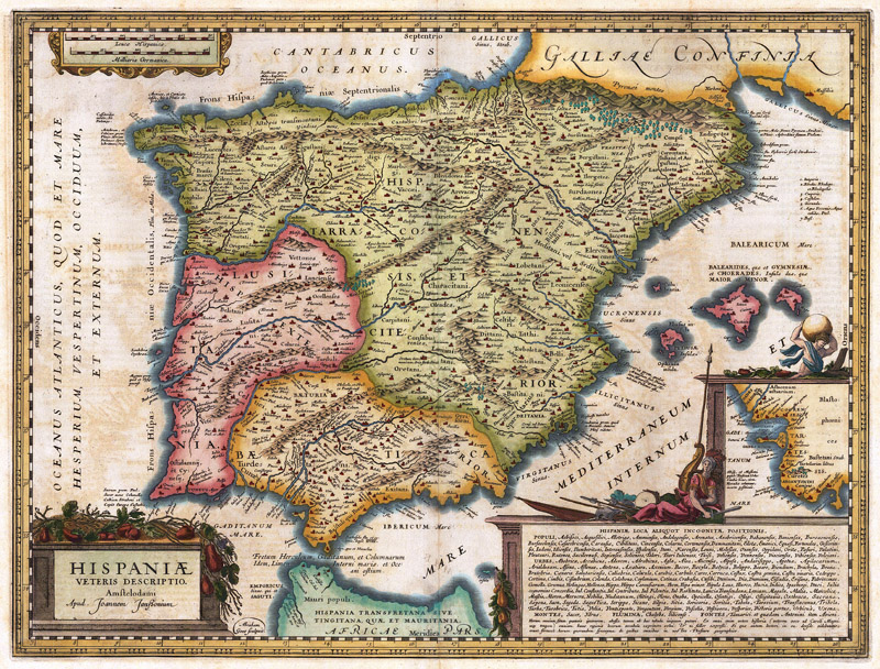 Spanje en Portugal 1662 Janssonius